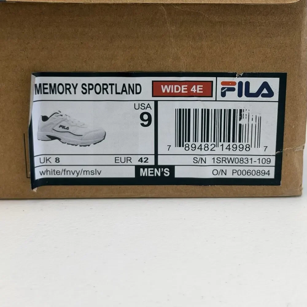 Fila Memory Sportland Walking Shoes Men’s 9 Wide 4E White New